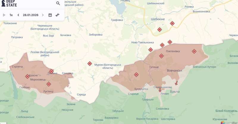 Орієнтовна карта бойових дій на 28 січня о 23:51/DeepStateMap dzzzyzzzyzzzzyqyytqudant