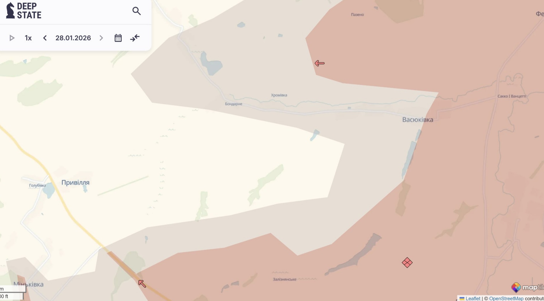 Орієнтовна карта бойових дій на 28 січня о 23:51/DeepStateMap